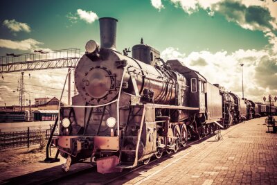Poster  Photo vintage avec une locomotive ancienne