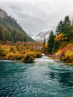 Poster  Photographie d'un paysage d'automne avec une rivière