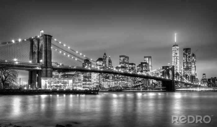 Poster  Photographie en noir et blanc du pont de Brooklyn
