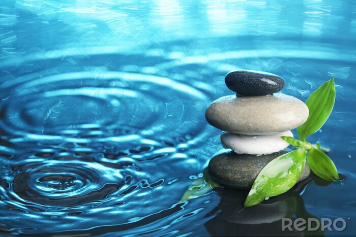 Poster  Pierres en équilibre dans l'eau