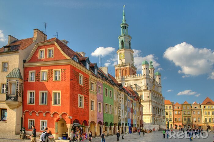 Poster  Place du marché à Poznan avec des maisons