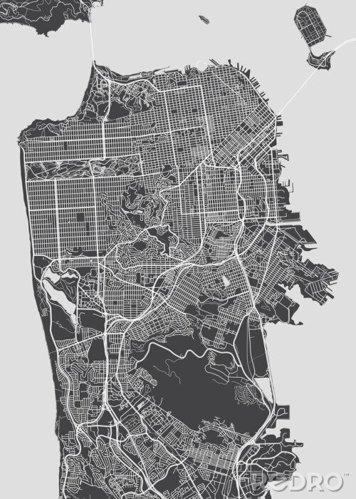 Poster  Plan de la ville de San Francisco, carte vectorielle détaillée