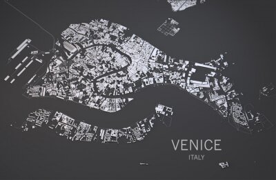 Poster  Plan de la ville de Venise en nuances de gris