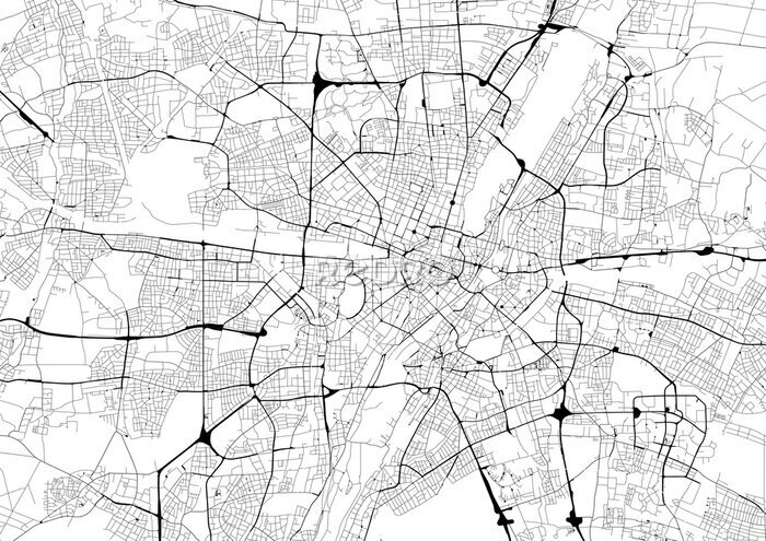 Poster  Plan de Munich avec les routes indiquées