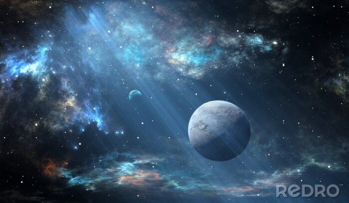 Poster  Planète extrasolaire avec atmosphère et lune