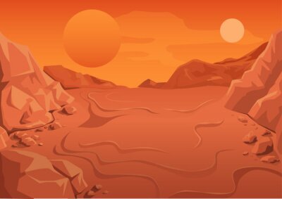 Poster  Planète rouge Mars dans l'espace. Paysage spatial