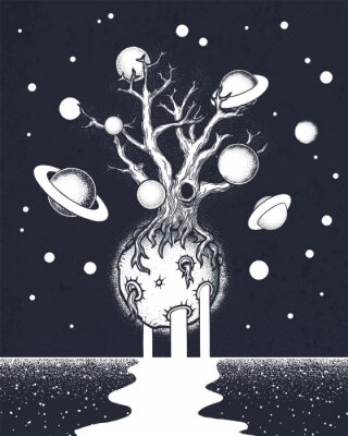 Poster  Planètes fantastiques sur l'arbre