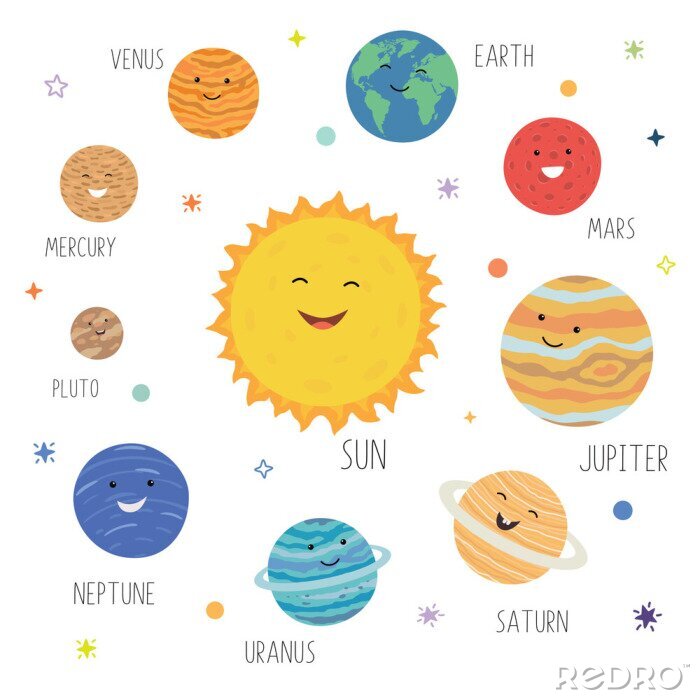 Poster  Planètes joyeuses du système solaire des enfants