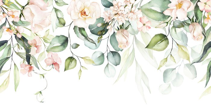 Poster  Plantes et fleurs en aquarelle