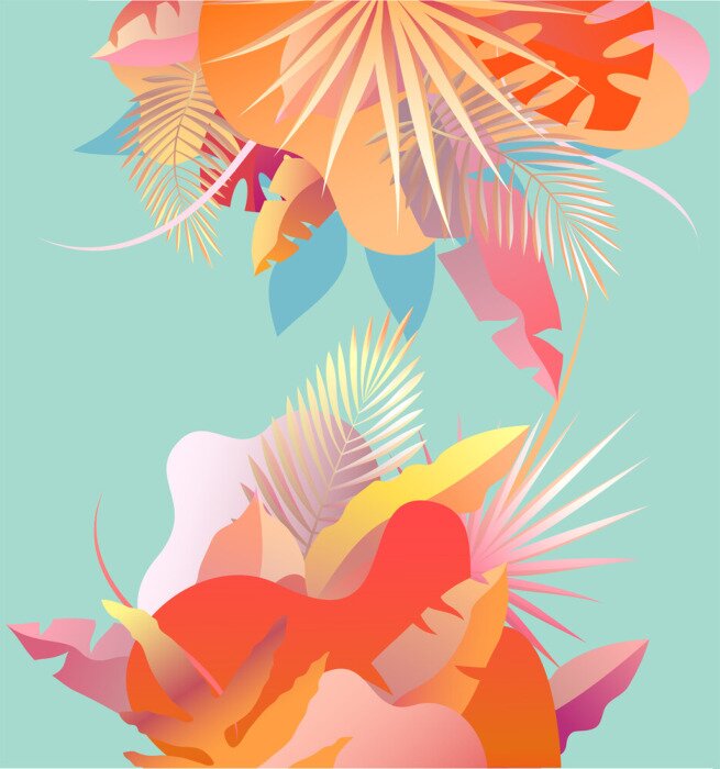 Poster  Plantes tropicales aux couleurs vives et éclatantes