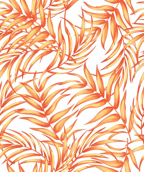 Poster  Plantes tropicales aux feuilles oranges