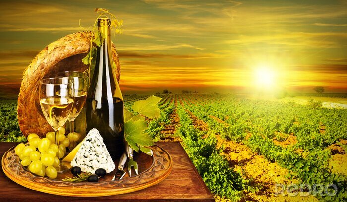 Poster  Plateau de fromages et vin