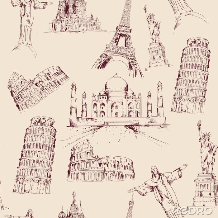 Poster  point de repère mondial, seamless