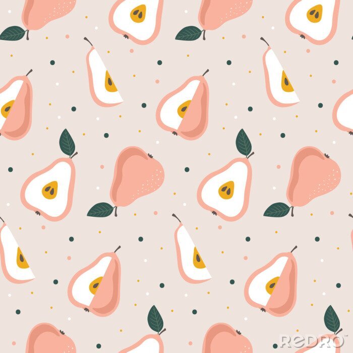 Poster  Poires dans les tons de rose au style scandinave