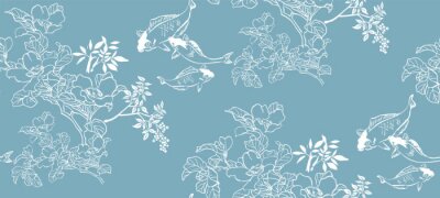 Papier peint à motif  Poisson koi japonais