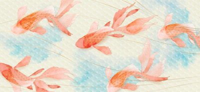 Poissons koï sur un fond d'aquarelle