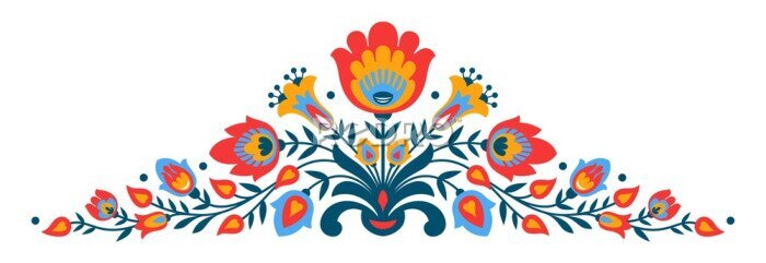 Poster  Polonais folk papercut fleurs de style