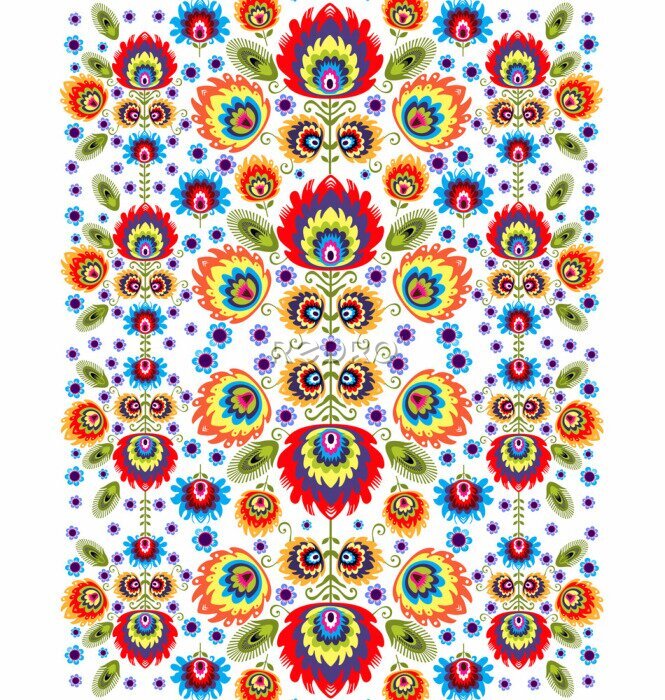 Poster  Polski wzór Ludowy bezszwowy