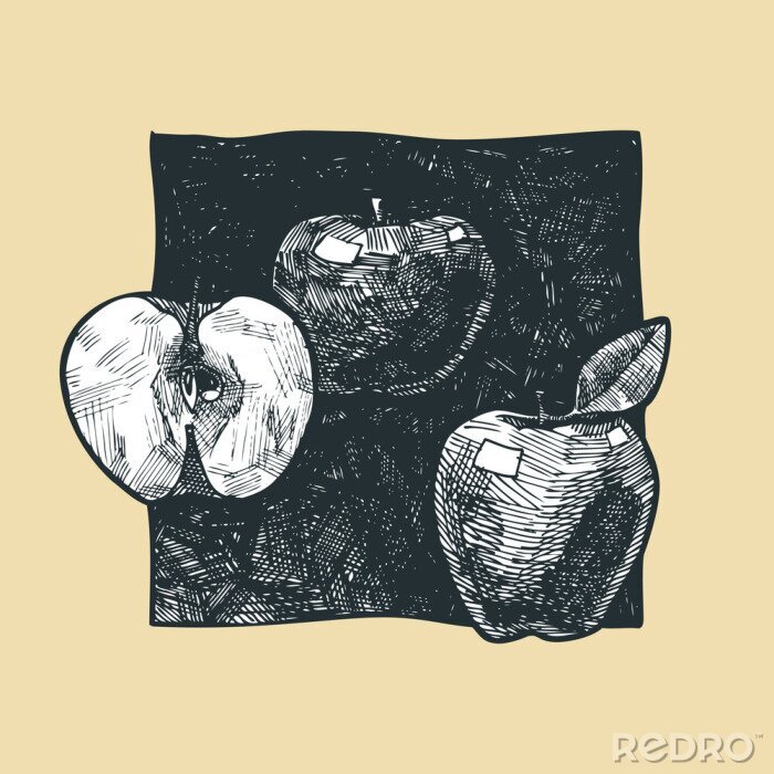 Poster  Pommes de croquis au crayon