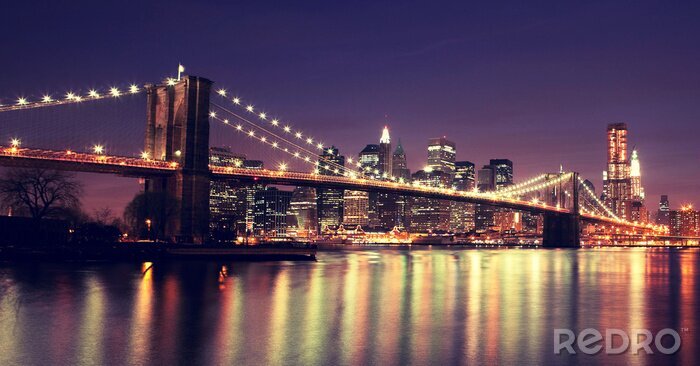 Poster  Pont de Brooklyn le soir