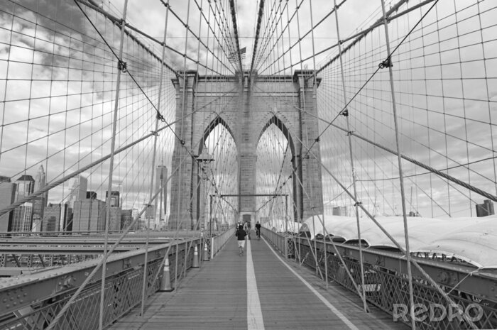 Poster  Pont de Brooklyn noir et blanc 3D
