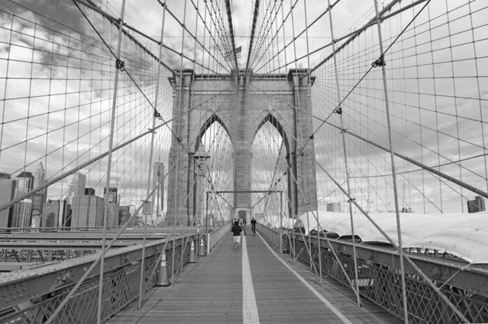 Poster  Pont de Brooklyn noir et blanc 3D