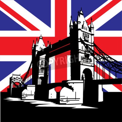 Poster  Pont de Londres dans le contexte du drapeau britannique