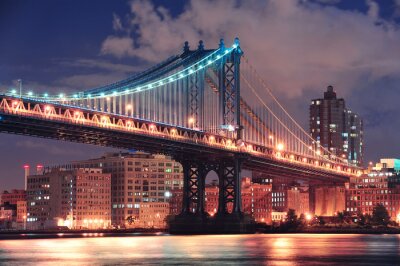 Poster  Pont de Manhattan en soirée