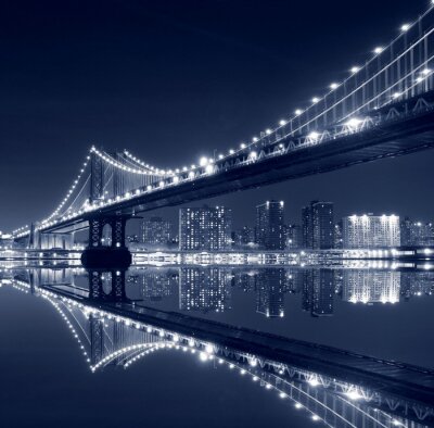 Poster  Pont de Manhattan et reflet dans l'eau