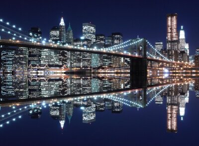 Poster  Pont de Manhattan la nuit