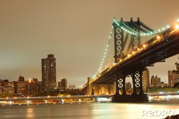 Poster  Pont de Manhattan la nuit