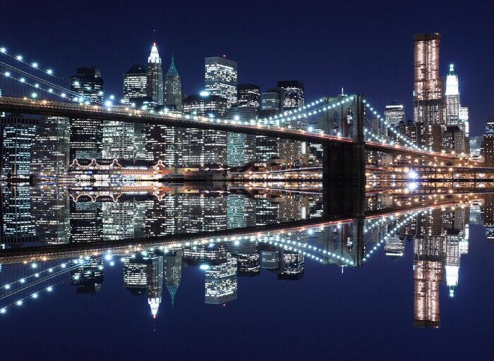Poster  Pont de Manhattan la nuit