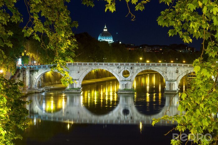 Poster  Pont de nuit à Rome