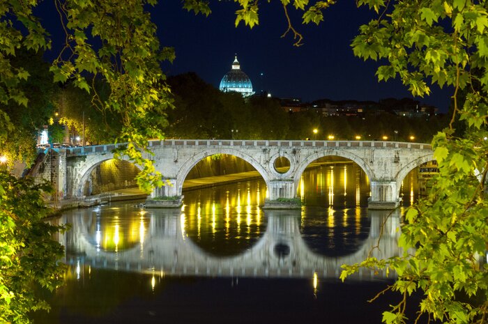 Poster  Pont de nuit à Rome