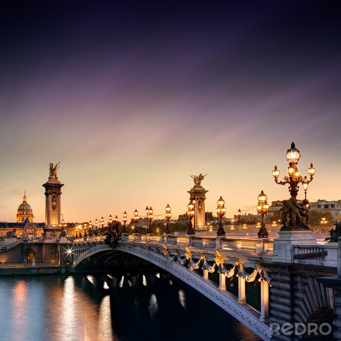 Poster  Pont illuminé à Paris