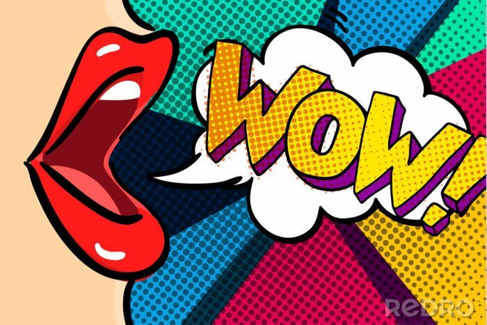 Poster  Pop art lèvres et inscription