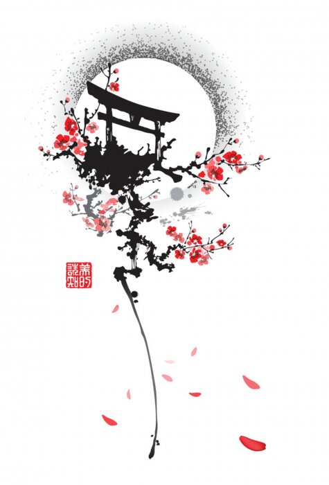 Poster  Portail japonais et citation