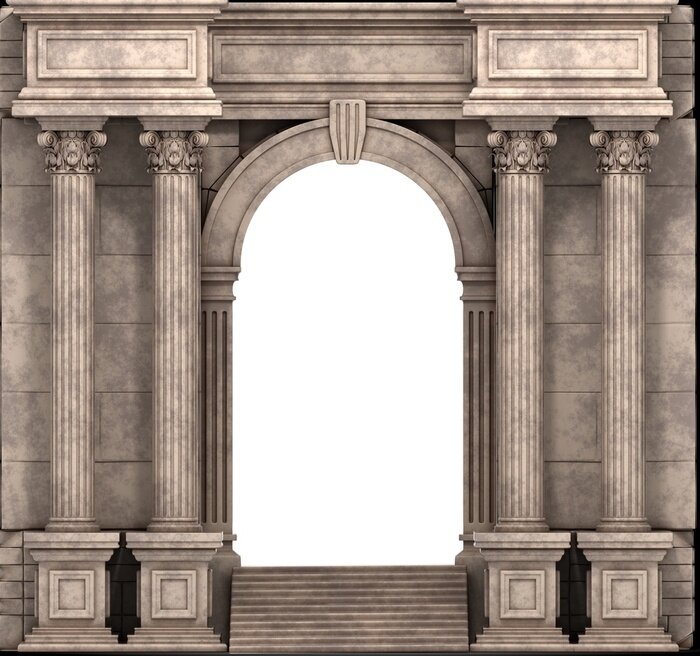 Poster  Porte monumentale en pierre avec colonnes