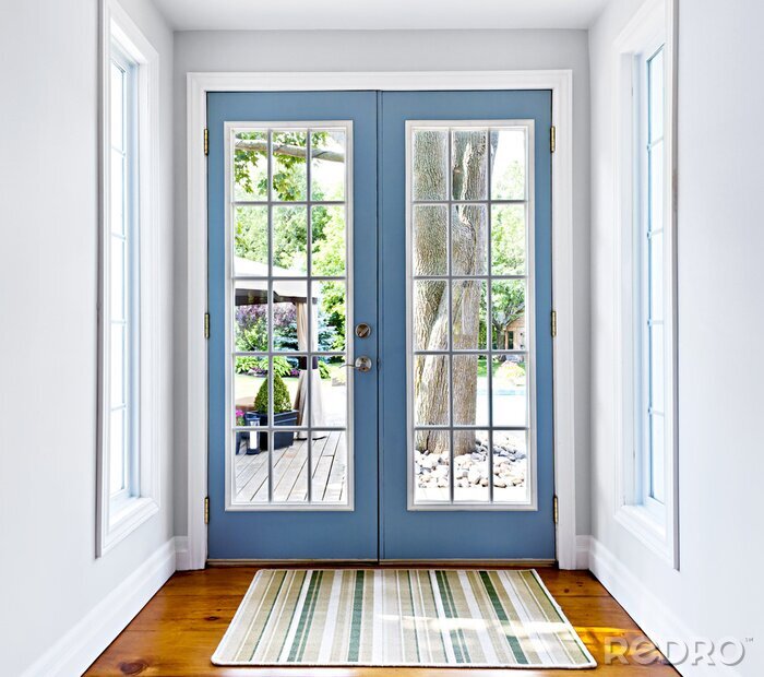 Poster  Porte vitrée sur une terrasse