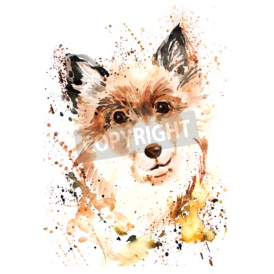 Portrait à l'aquarelle d'un chien