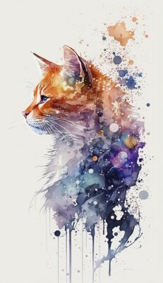 Poster  Portrait artistique d'un chat