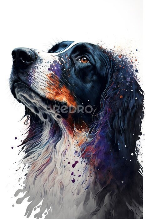 Poster  Portrait coloré d'un chien