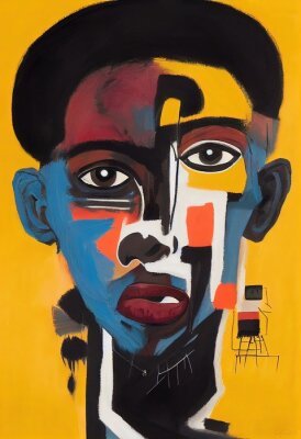 Poster  Portrait d'un homme dans les styles d'art Basquiat