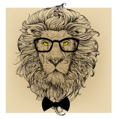 Poster  Portrait d'un lion avec un noeud papillon