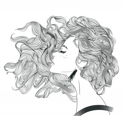 Poster  Portrait d'une femme aux cheveux flottants