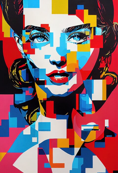 Poster  Portrait de couleur moderne d'une femme