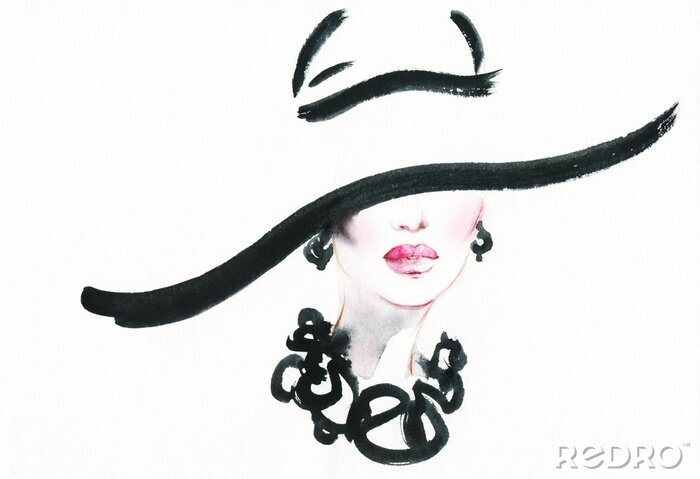 Poster  portrait de femme avec chapeau