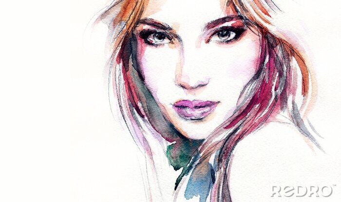 Poster  Portrait de femme. Illustration de mode. La peinture à l'aquarelle