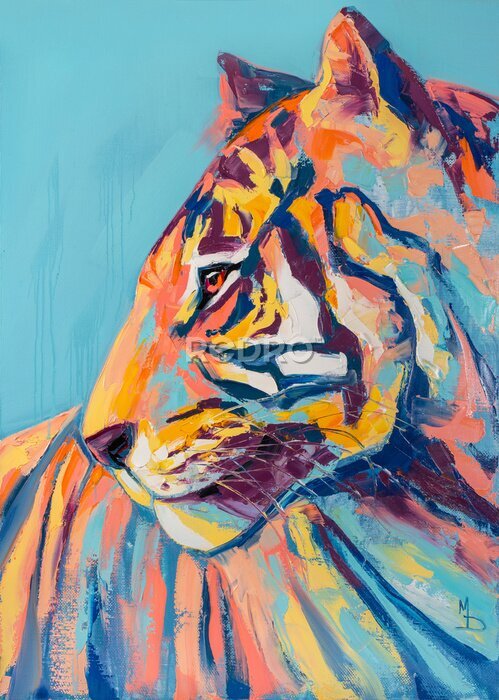 Poster  Portrait de tigre pastel