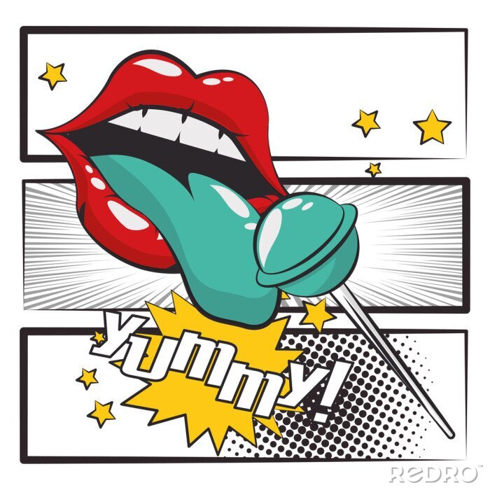 Poster  poster pop art style with female mouth